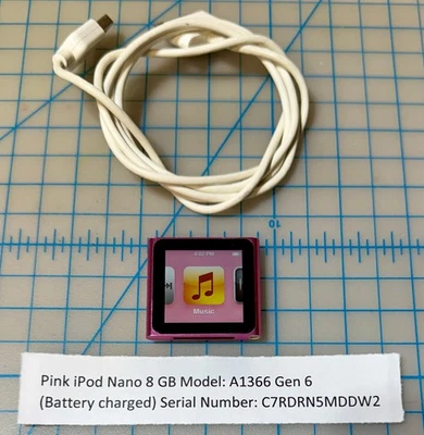 Apple iPod Nano 6-го поколения 8GB розовый проверенный рабочий - Изображение 1 из 3