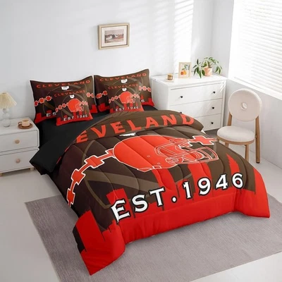 Cleveland Browns Queen Comforter Bedding Set 5 Piece Football set - Image 1 of 3