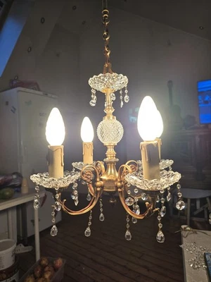 Lustre Ancien En Pampilles Cristal - Photo 1/4