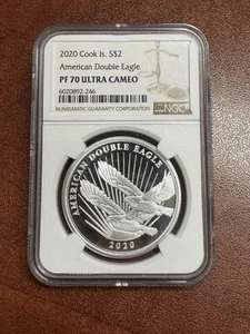 2020 Cook Islands Silver American Double Eagle $2 NGC PF70 PR70 1/2 oz Coin - Picture 1 of 2