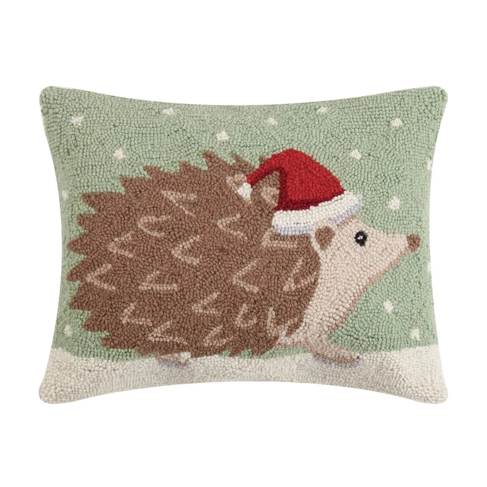 31JES1436C18OB Christmas Hedgehog Hook Pillow, 18-inch Wide - Image 1 of 1