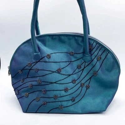 Fairy Tote Dreamcore Gardencore Millennial Baddie Beaded Iridescent Handbag Blue - Image 1 of 4