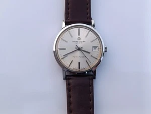 Vintage Favre Leuba Geneve Twin Power Silver Sunburst Dial Men's Watch Swiss - Picture 1 of 8