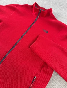 THE NORTH FACE Red Krestwood Ribbed Knit Full-Zip Sweater Jacket Men's XXL - Picture 1 of 5