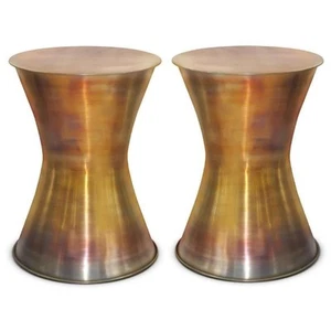 Home Square 2-Piece Industrial 15" Metal Metal Side Table Set in Tarnished Brass - Picture 1 of 7