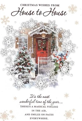 KINGFISHER Christmas Card From Our House to Yours - Medium Size 6" X 9"