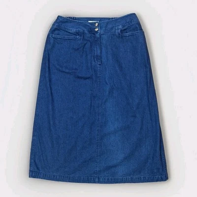Talbots Denim Blue Jean Skirt Womens Plus Size Petites 14W Prairie Cottage Y2k - Image 1 of 4