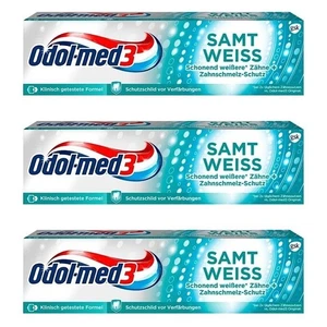 Odol-med3 Samtweiss Zahncreme Zahnpasta Zahnpflege für weiße Zähne 3x 75ml - Bild 1 von 1