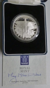 Battaglia d'Inghilterra 50° Anniversario Grande .925 Argento Proof Royal Mint Medallion - Foto 1 di 8