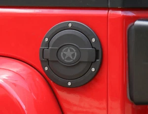 fit 2007-2018 Jeep Wrangler 2/4dr Black Five Star Gas Tank Cap Fuel Filler Cover - Picture 1 of 8