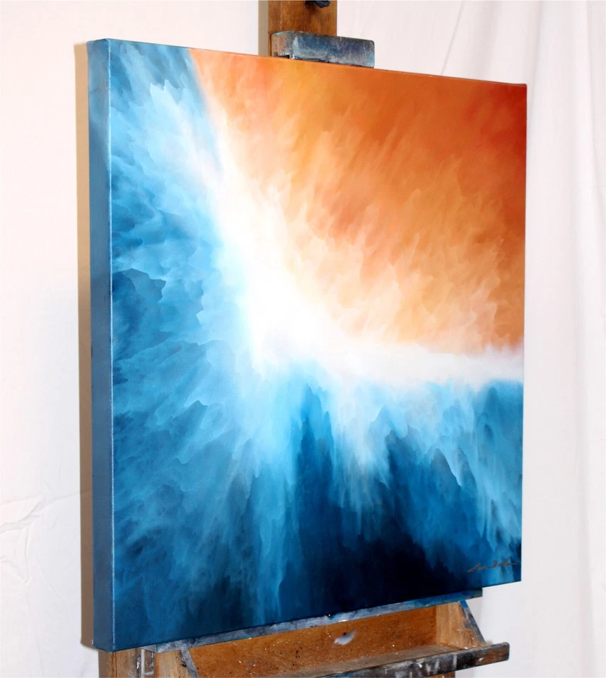 Pintura al óleo contemporánea original moderna abstracta bellas artes lienzo firmado Foto 1 de 4