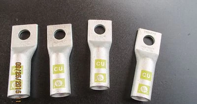 4 orejetas de compresión Morris de cobre de barril largo de 1 orificio - 94258 MLLC 250-1/2 amarillas Foto 1 de 4