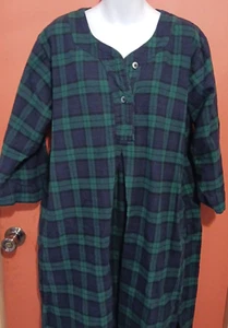 Vermont Country Store camicia da notte flanella orologio nero a quadri manica lunga taglia GRANDE - Foto 1 di 17
