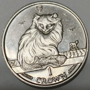 1995 ISLE of MAN Copper-Nickel 1 CROWN Coin “ TURKISH ANGORA ” - Picture 1 of 8