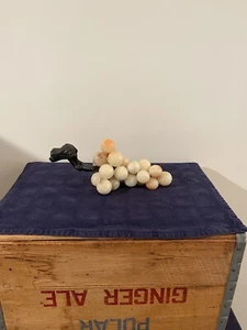 Vintage Marble or Alabaster Stone Cluster Grapes Carved with Stem Multicolored - Picture 1 of 8