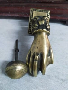 Vintage Rustic Home Decor |Antique STYLE Brass Door Knocker, Hand Figure - Picture 1 of 8