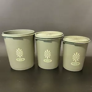 Vintage Tupperware Avocado grün Atomic Burst Nesting Kanister 3er Set Deckel fehlt - Bild 1 von 11