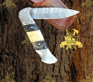 Custom Handmade Damascus Steel CAMPING TACTICAL FOLDING blade POCKET Knife - Picture 1 of 4
