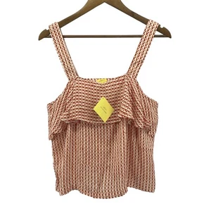 Roller Rabbit Shirt Womens Large Orange Ruffle Tank Blouse Coastal Alix Fedelia - Picture 1 of 11