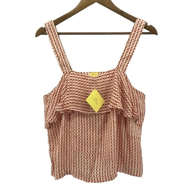 Roller Rabbit Shirt Womens Large Orange Ruffle Tank Blouse Coastal Alix Fedelia - Image 1 of 4