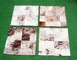 Juego de 4 FUNDA DE COJÍN DE CUERO DE VACA NUEVA ALFOMBRA PIEL DE VACA PELO SOBRE COJÍN C-600 - Imagen 1 de 4