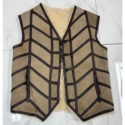 Chaleco retro vintage de piel de oveja/oveja para hombre años 50 talla 38 (40) M ribete de cuero  Foto 1 de 4