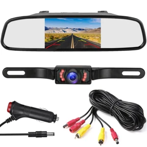 4.3" Car Rear View Reverse Parking System Kits Backup Camera Mirror Plug Play - Picture 1 of 15