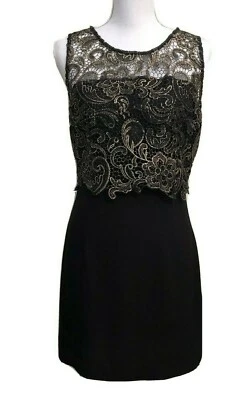 Forever 21 Dressy Dress, Medium, Black & Gold Sleeveless Above Knee Straight - Image 1 of 4