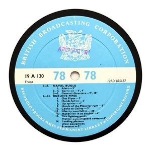BBC SOUND EFFECTS LIBRARY "Naval Bugle - Bosun's Pipes" 12" (E+) 19-A-130 [78] - Bild 1 von 2