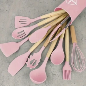 12-piece LARGE Silicone kitchen utensil Set, Wood Handles,FINAL CLEARANCE SALE! - Picture 1 of 3