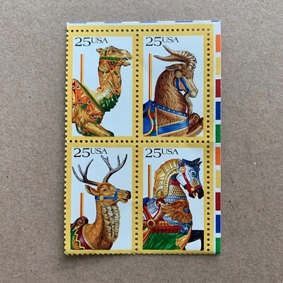 Animals - MNH - Horse, Camel, Deer -  US Stamps Plate Block Of 4 - Memorabilia - Image 1 of 3