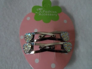 mini hair clips hair slides snap clips sparkle hearts baby hair,infant toddler - Picture 1 of 2