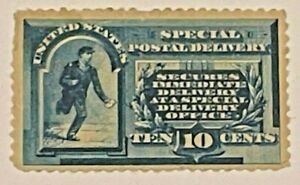 Scott#: E1 - Messenger Running 1885 10¢ single stamp MHOG/DG SCV$308