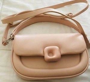 La Festin Blush Pink Vegan Leather crossbody bag- Padded flap shoulder small - Picture 1 of 7