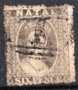 NATAL: 1862 6d grau Sg 13 gutes gebrauchtes Exemplar - Katze 85£ - Bild 1 von 2