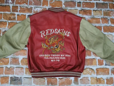 Redskins Vintages Veste En Cuir Dragon Teddy Par Rds Rouge Gr: XXXL Tip Top - Photo 1/4
