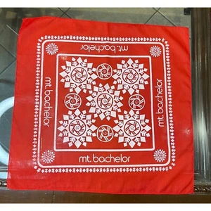 Vintage 70s Red Bandana Mt Bachelor 21x21,5 Red White Imported 1977 - Bild 1 von 13