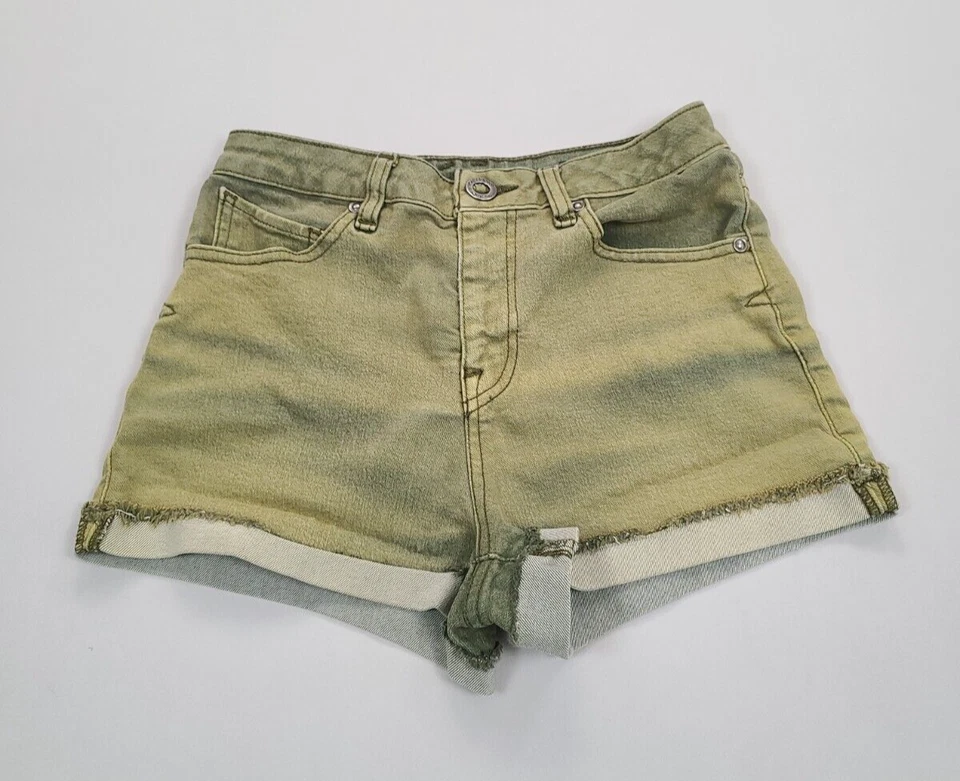 Volcom Shorts Teens 5 Green Denim Rolled Cut Off Casual Stylish Youth Kids - Image 1 of 4