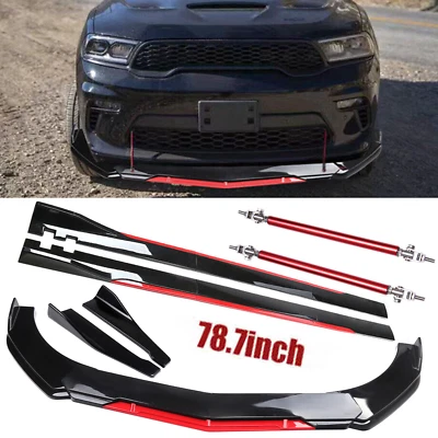 For Dodge Durango SRT Front Bumper Lip Splitter Spoiler + Strut Rods Body Kit - Image 1 of 4