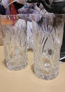 2-Crystal Glasses/ Tumblers 5 1/2" Tall. Beautiful Design. - Picture 1 of 6