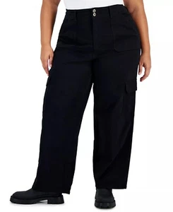 Celebrity Pink BLACK Women's Relaxed-Fit Straight-Leg Cargo Pants, US 22W - Picture 1 of 4