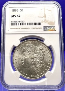 🔥 1885 Morgan Silver Dollar NGC MS62 90% Silver $1 Graded Coin - Picture 1 of 4