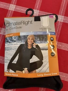 Black Climate Right Cuddl Duds Womens Long Sleeve Fleece Crew Neck Shirt XS NEW - Picture 1 of 8
