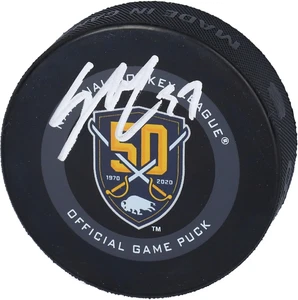 Casey Mittelstadt Buffalo Sabres Signed 50th Anniversary Season Official Puck - Picture 1 of 2