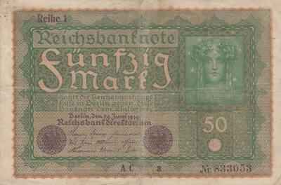 Germany - Reichsbanknote (resumed) 1915-1919 Issue 50 Mark, p 66 - Image 1 of 2