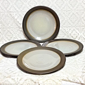 Mikasa Swiss Coffee Dinner Plates 11 1/4" Potters Art Tan Dark Brown Exc+ Set 4 - Picture 1 of 6