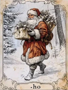 Rustic Santa Claus - Vintage Style Canvas Art Print - Unframed - 12"x16" - New - Picture 1 of 5