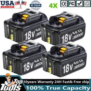 4pack 18V Battery For Makita 8.0AH Lithium-Ion BL1860B BL1850 BL1840 BL1830 tool - Picture 1 of 14