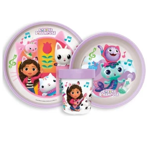 Gabbys Dollhouse Mädchen Kinder Geschirr-Set 3 tlg Becher Teller Schüssel - Bild 1 von 1