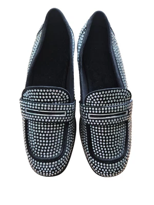 Women 10 Loafer Holiday Shoe Slip On Completed Gem Covered Disco Wild Luxury - Image 1 of 4